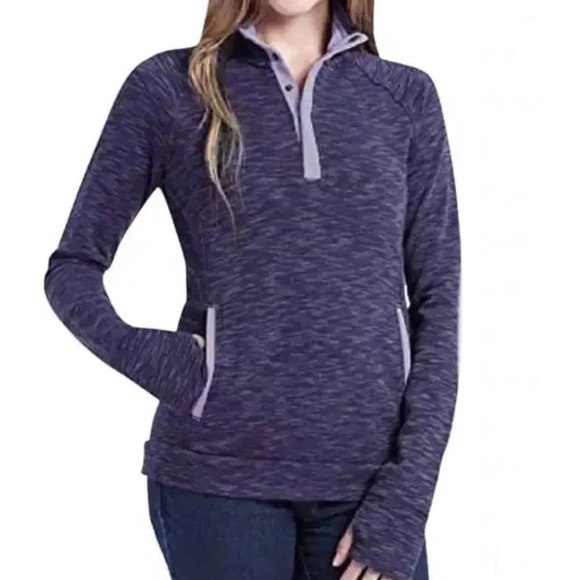 Avalanche | Loma Snap Sweatshirt Thumbholes Zip Pockets Purple - Picture 1 of 9